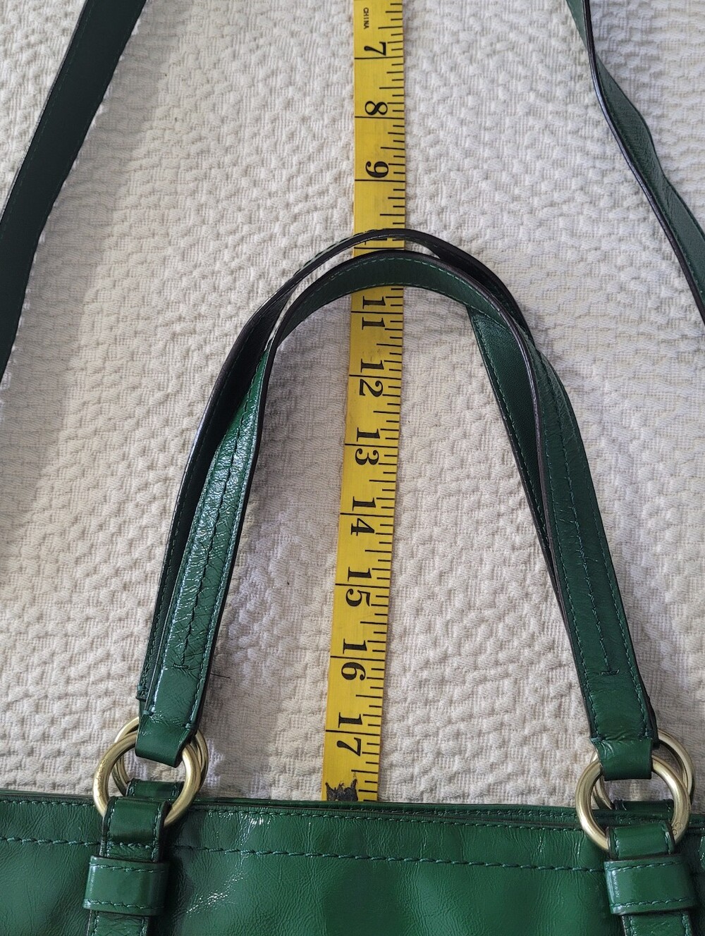 Vintage Coach F14022 Ergo Chelsea Green Patent Leather Pleated Tote Bag Purse - Picture 16 of 16